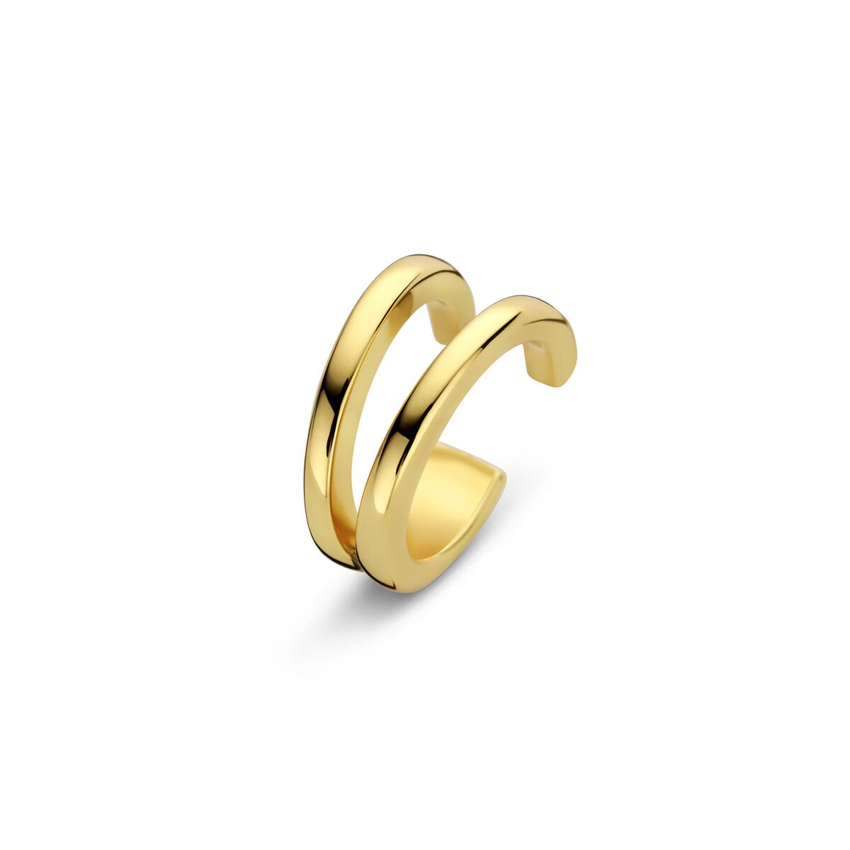 Ear cuff en argent doré avec une finition lisse et brillante, design moderne et minimaliste.