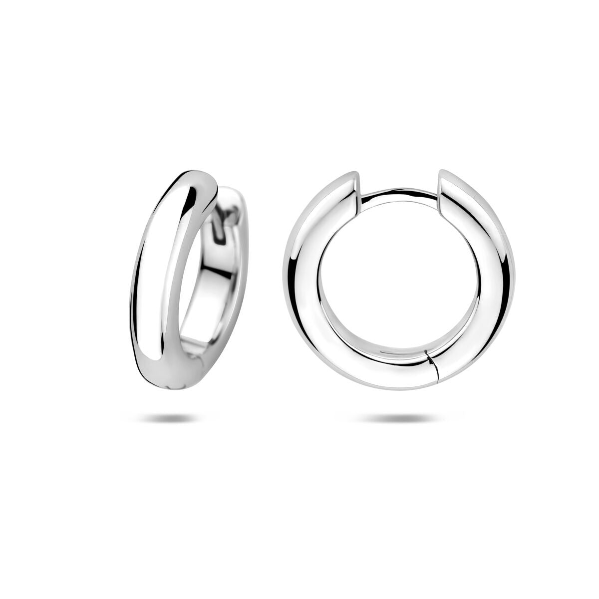 Créoles en argent rhodié avec fermoir à charnière – épaisseur de tube 4mm