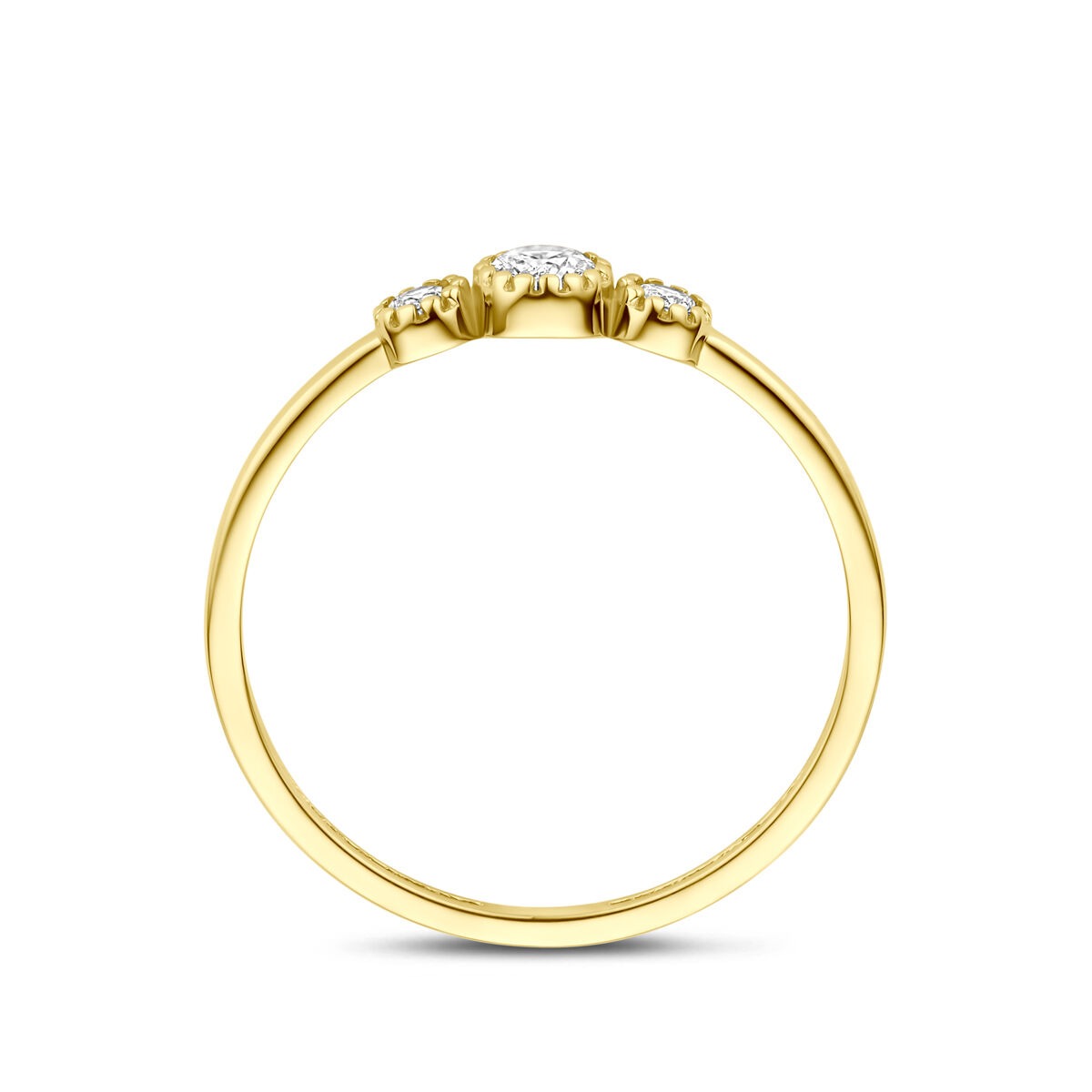 Bague pour femme en or jaune 9k avec zircone – 4 mm de large
