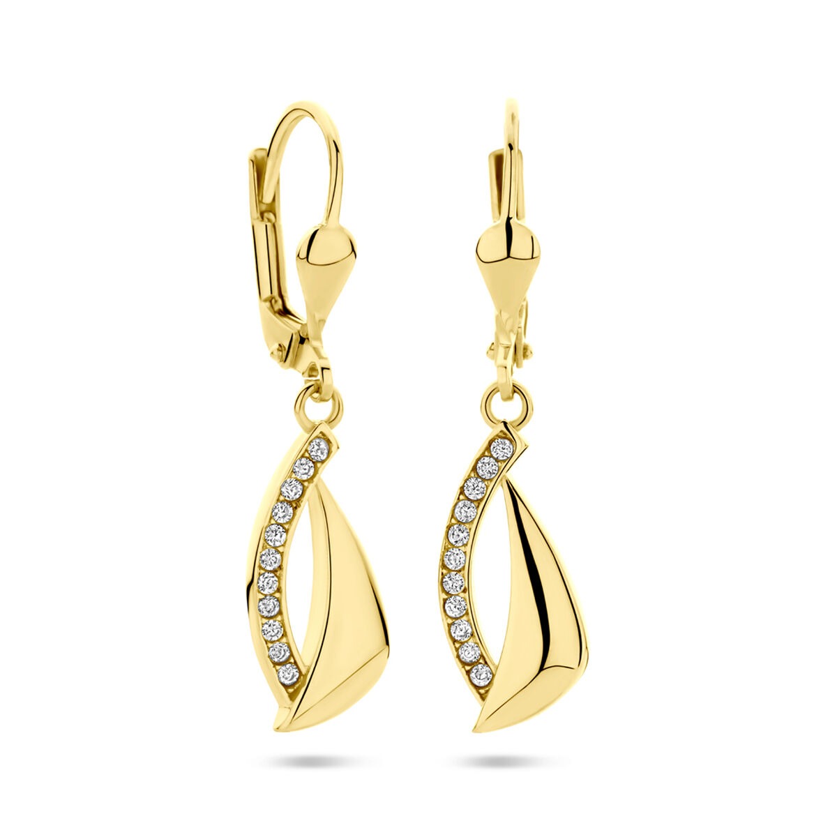 Boucles d'oreilles en or jaune 14k avec zircone