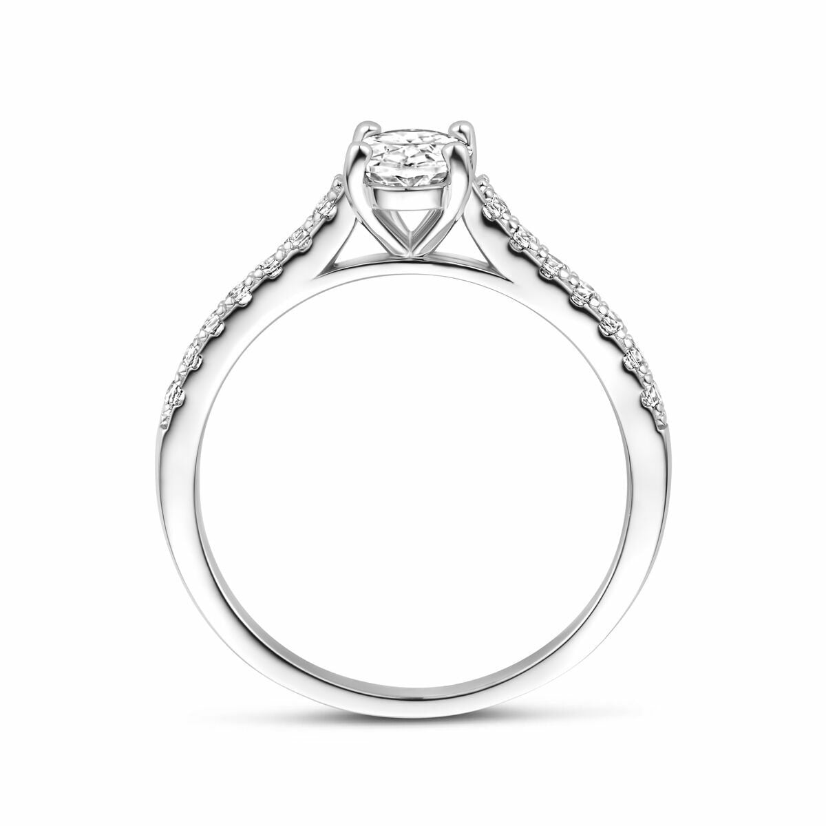 Bague pour femme en argent avec zircone ovale – rhodié argent 925