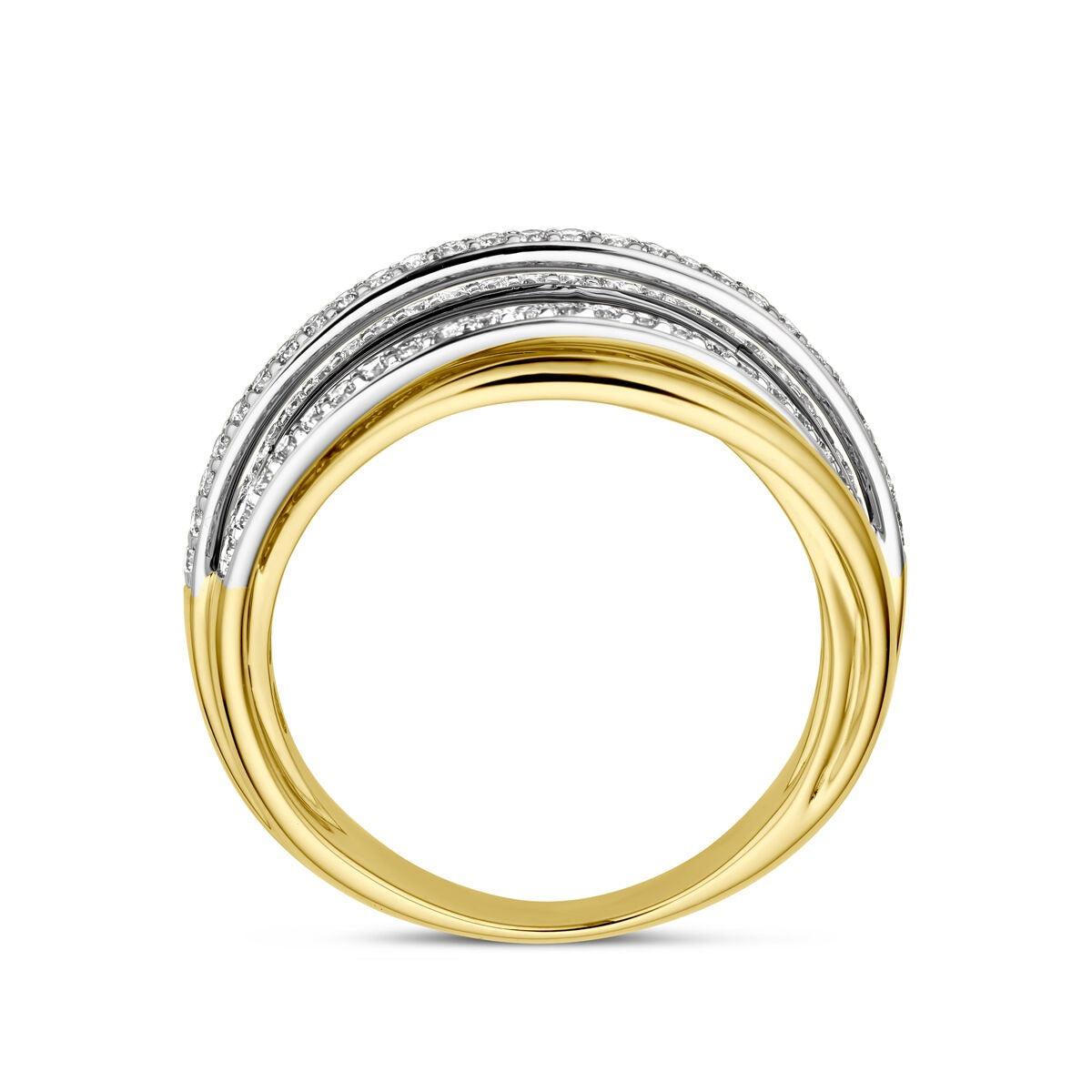 Bague en or bicolore avec diamant 14k pour femme – 8 mm de large