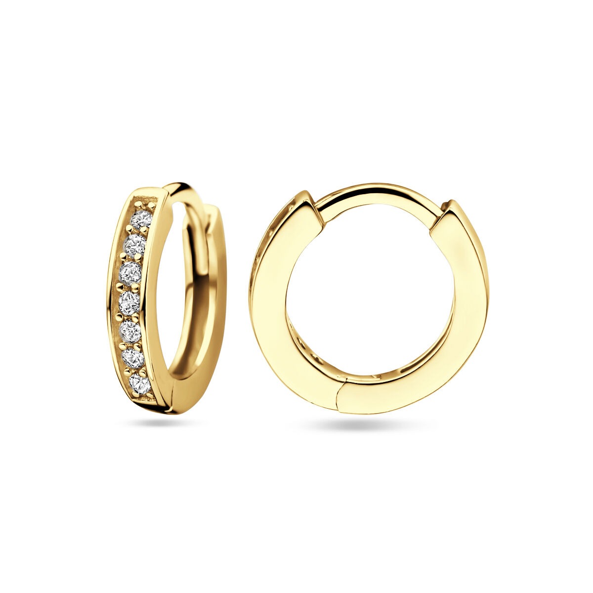 Créoles en argent plaqué or avec zircone – 9 mm scintillement en couleur or