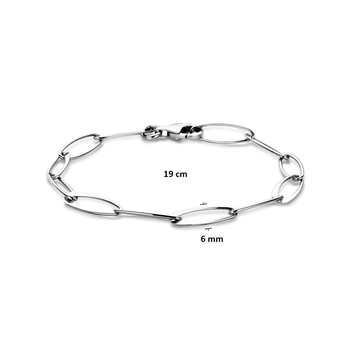 Bracelet pour femme en argent – rhodié maille ancre 6 mm 19 cm