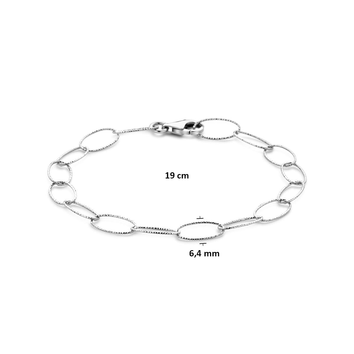 Bracelet pour femme en argent – Maille ancre rhodiée 6,4 mm 19 cm