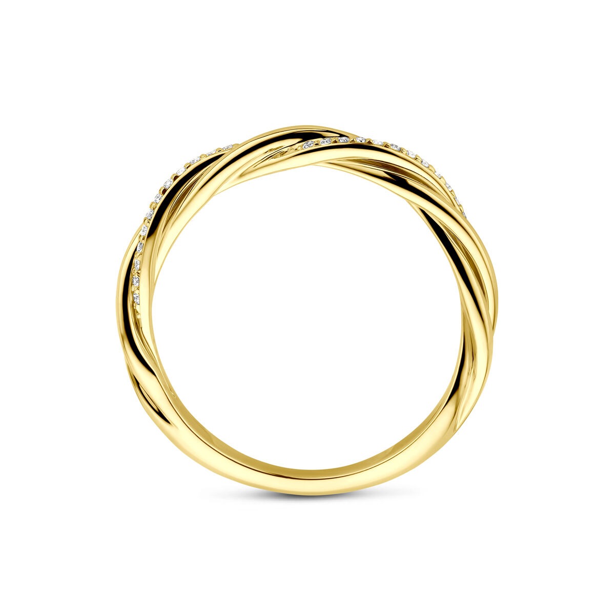 bague en or jaune 14k avec diamant en sertissage