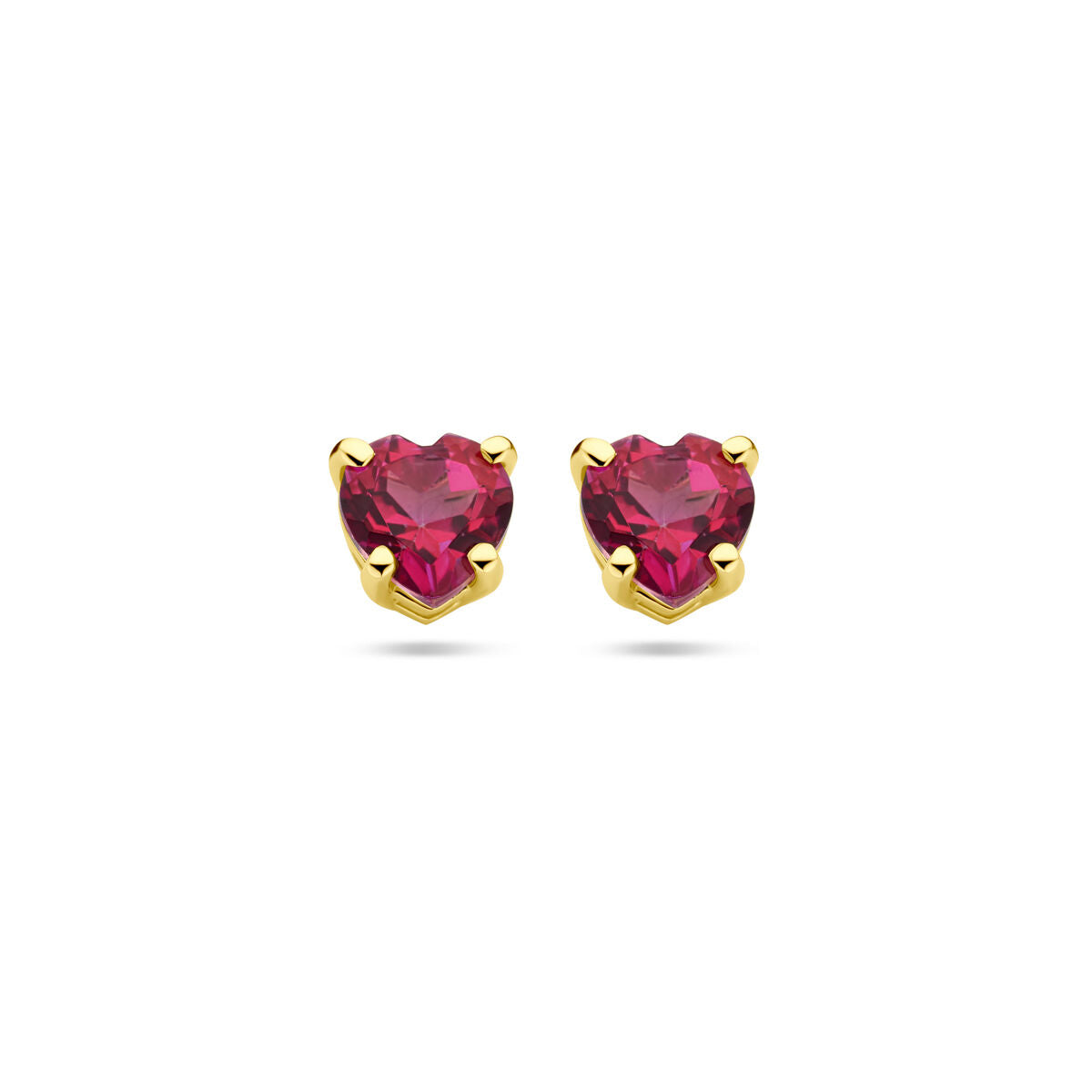 Puces d'oreilles en or jaune 14k avec topaze rose en forme de cœur