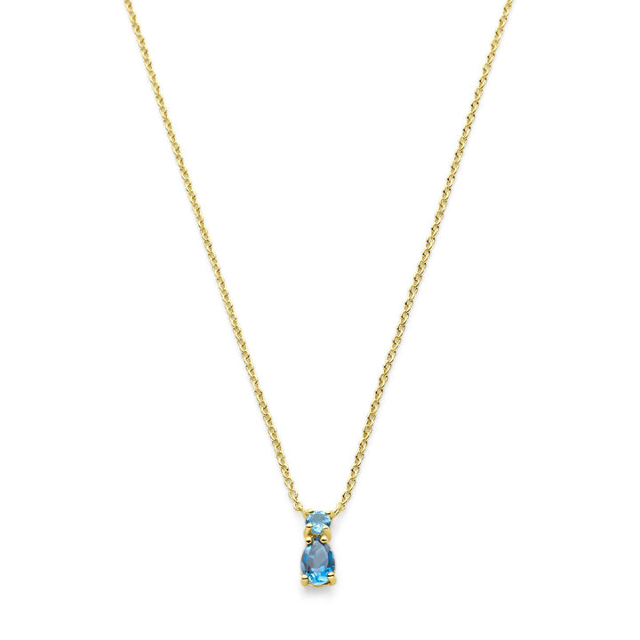 14k Geelgouden collier met sky blue en London blue topaas