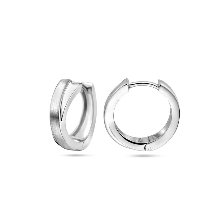 Zilveren klapoorringen met poli/matte afwerking – gerhodineerd