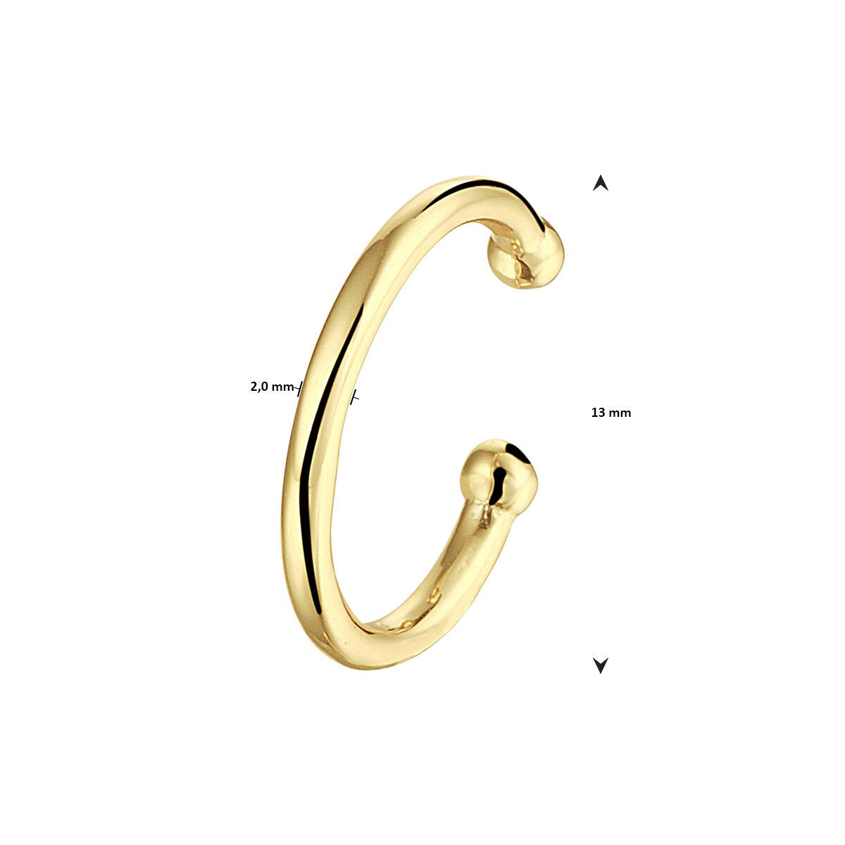 Ear cuff en argent plaqué or – accent moderne en couleur or