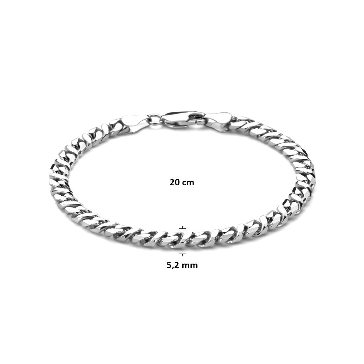Bracelet pour homme en argent – Bracelet gourmette rhodié 5,2 mm