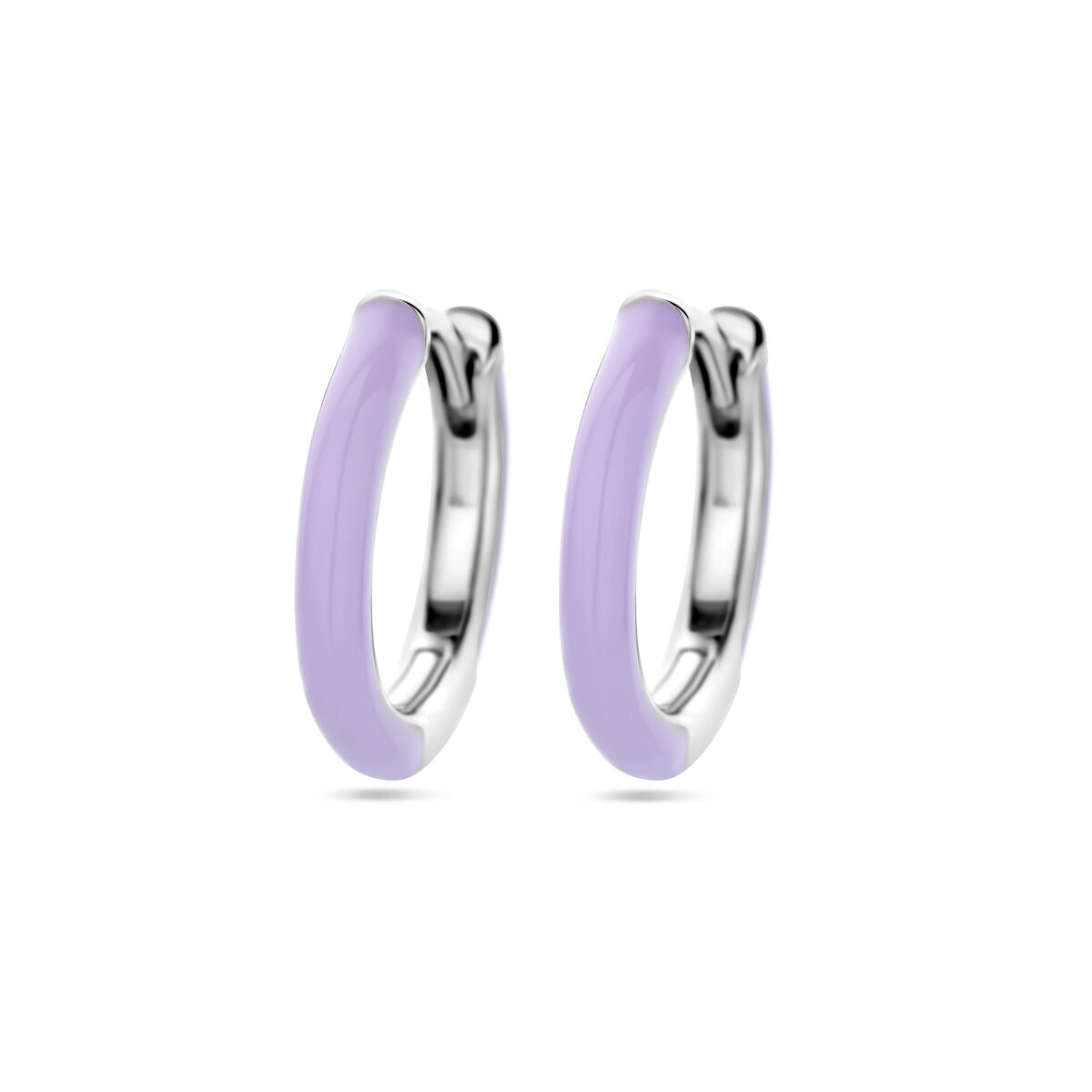 Boucles d'oreilles en argent rhodié avec émail violet.