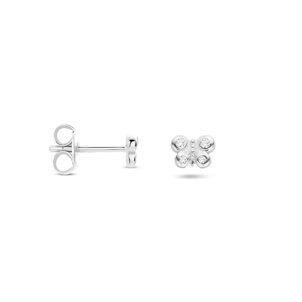 Puces d'oreilles en argent en forme de papillon avec zircone - rhodié argent 925