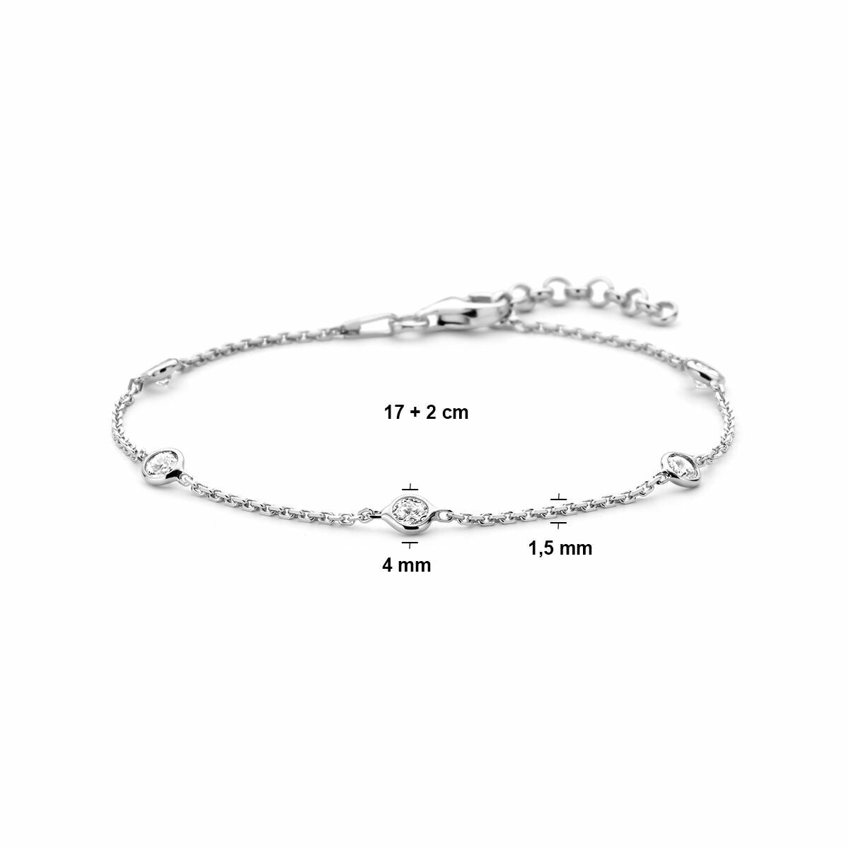 Bracelet ancre en argent avec zircone – rhodié argent 925