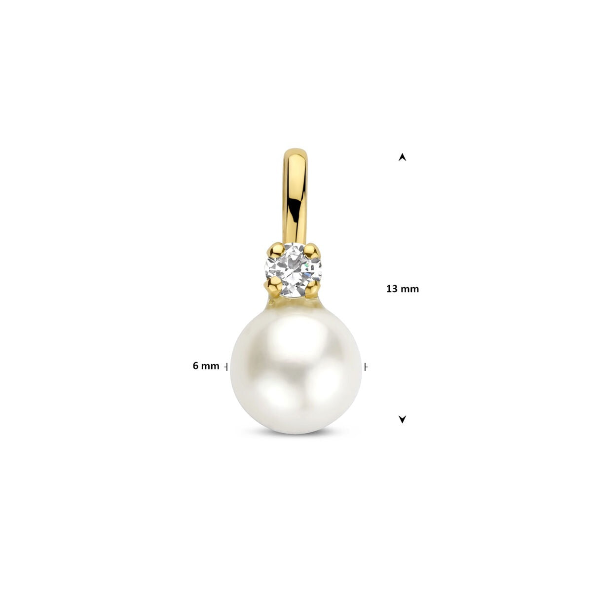pendentif en or jaune avec perle de culture et zircone 13 mm