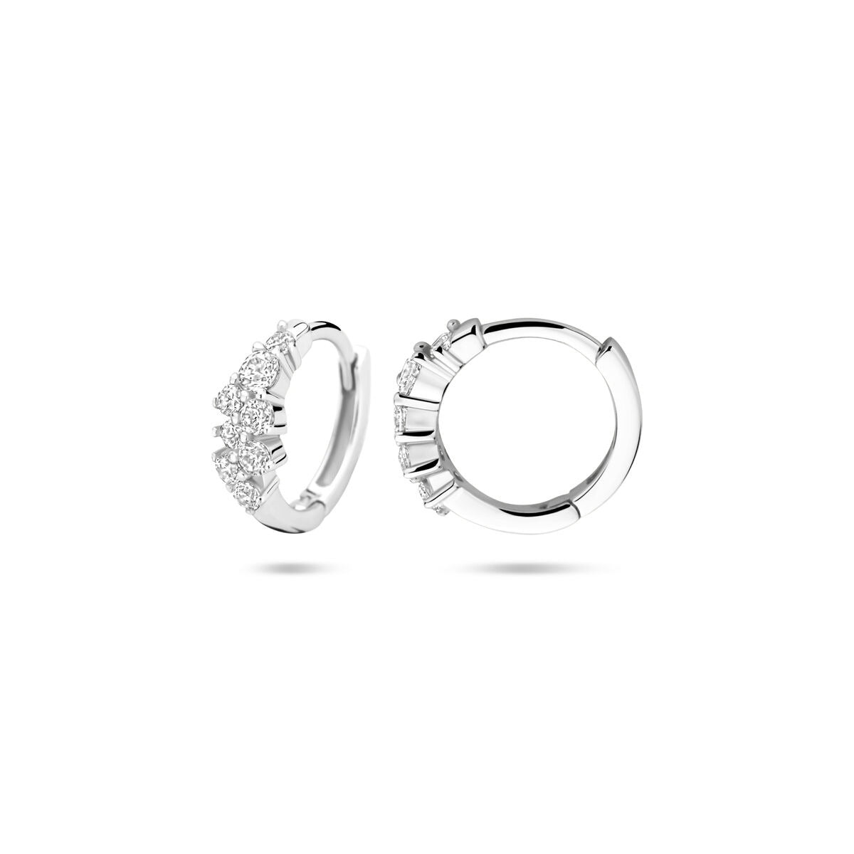 Créoles en argent avec zircone – rhodié argent 925, Ø13 mm