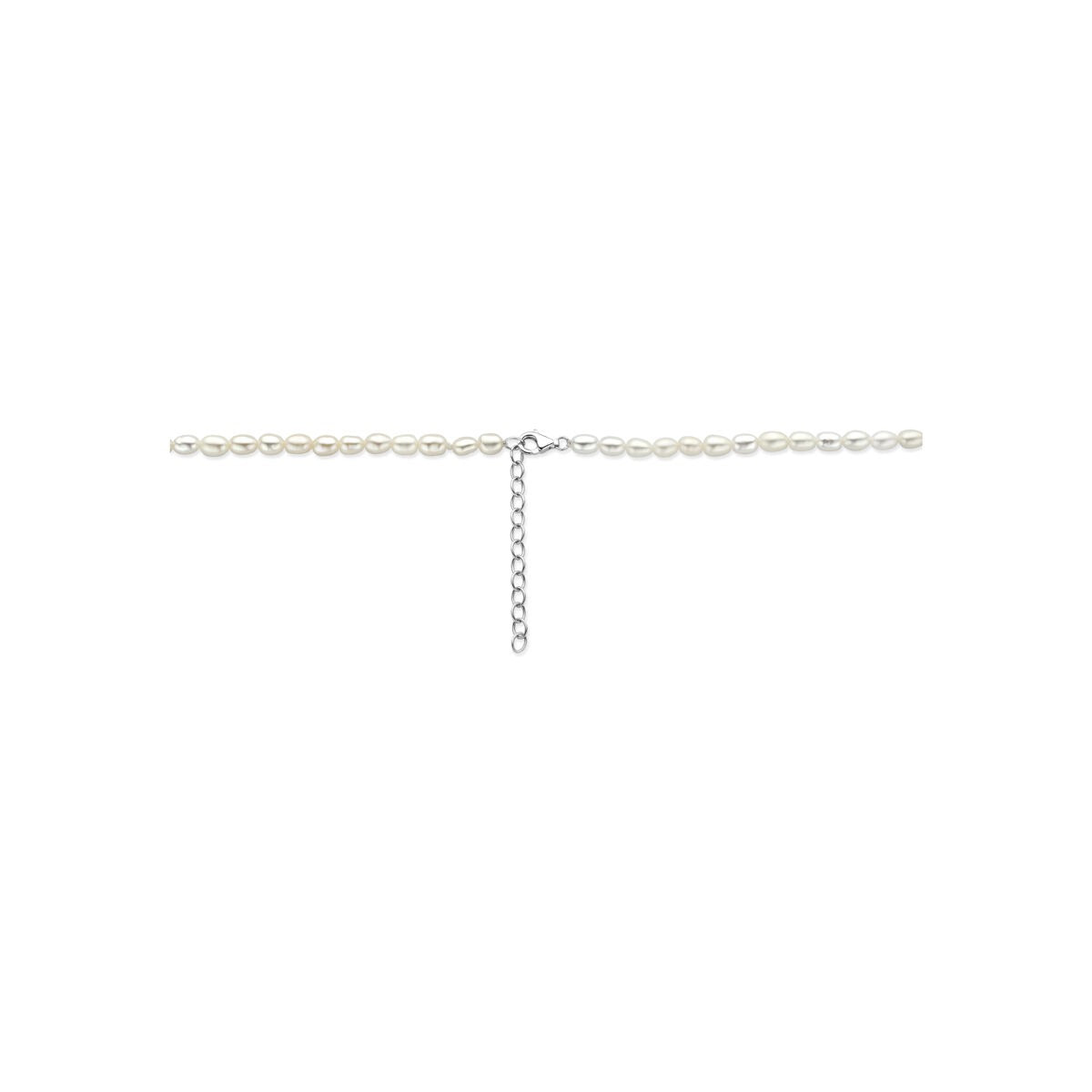 Collier en argent rhodié avec perles à longueur réglable