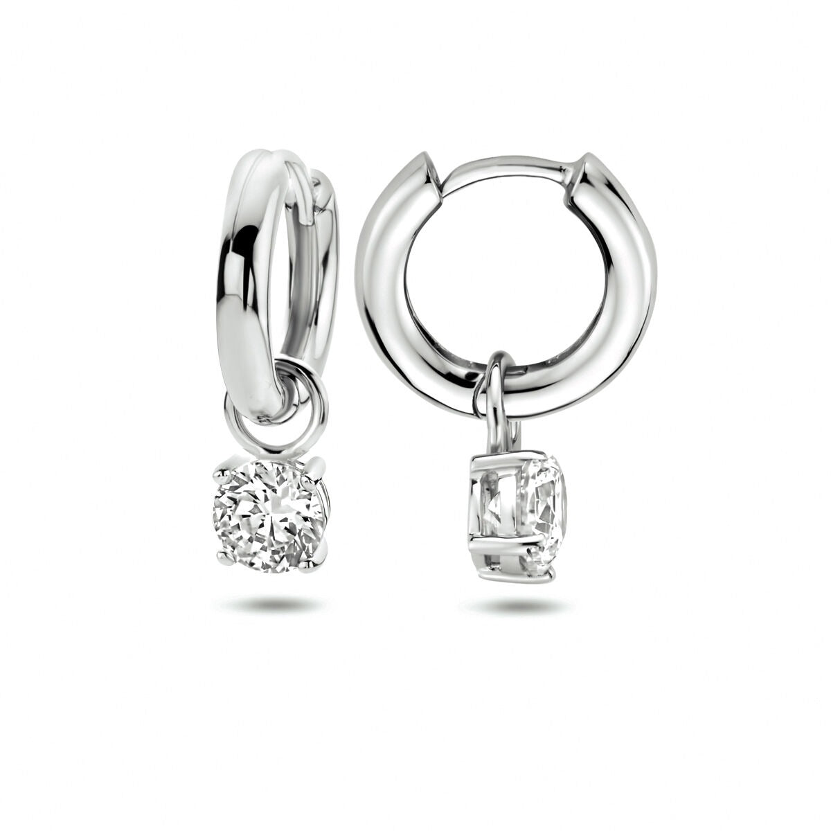 Boucles d'oreilles en argent avec pendentif en zircone – rhodié argent 925