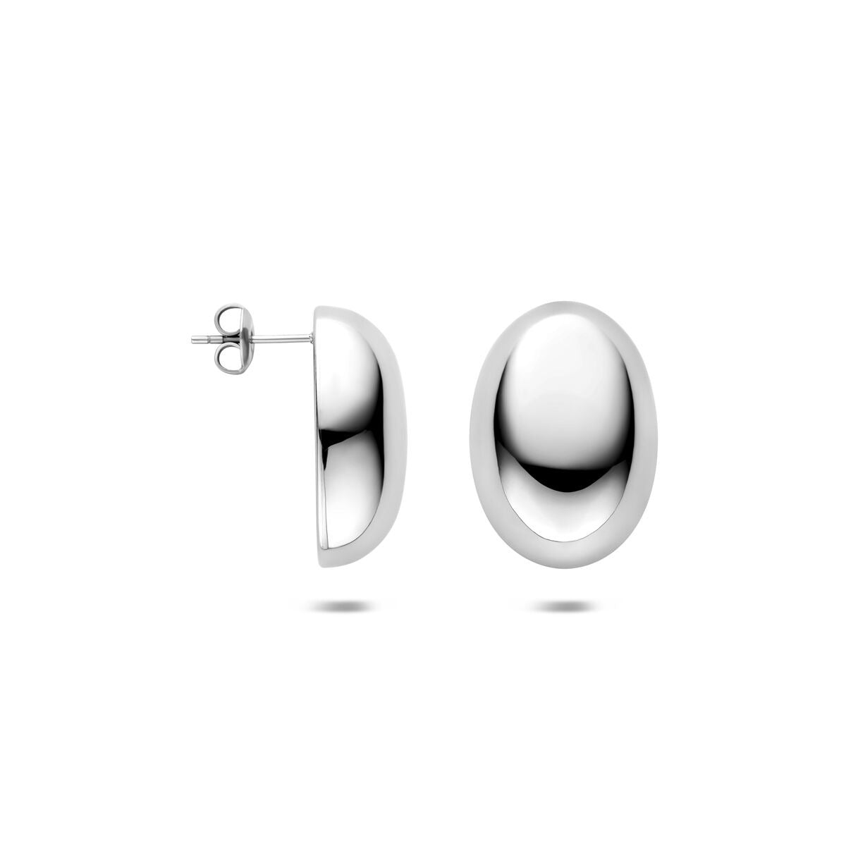 Puces d'oreilles en acier pour femme ovales 25 mm