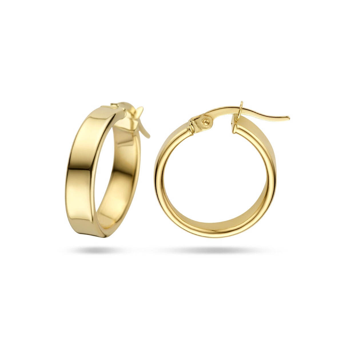 Créoles en or jaune 14k avec une épaisseur de 4 mm