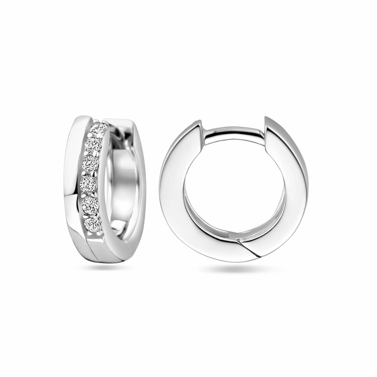 Créoles en argent avec zircone – rhodié argent 925 (ensemble)