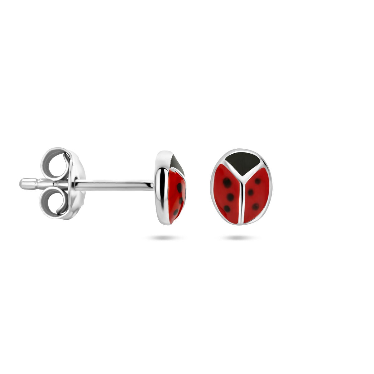 Puces d'oreilles en argent coccinelle – bijou d'enfant joyeux en argent 925