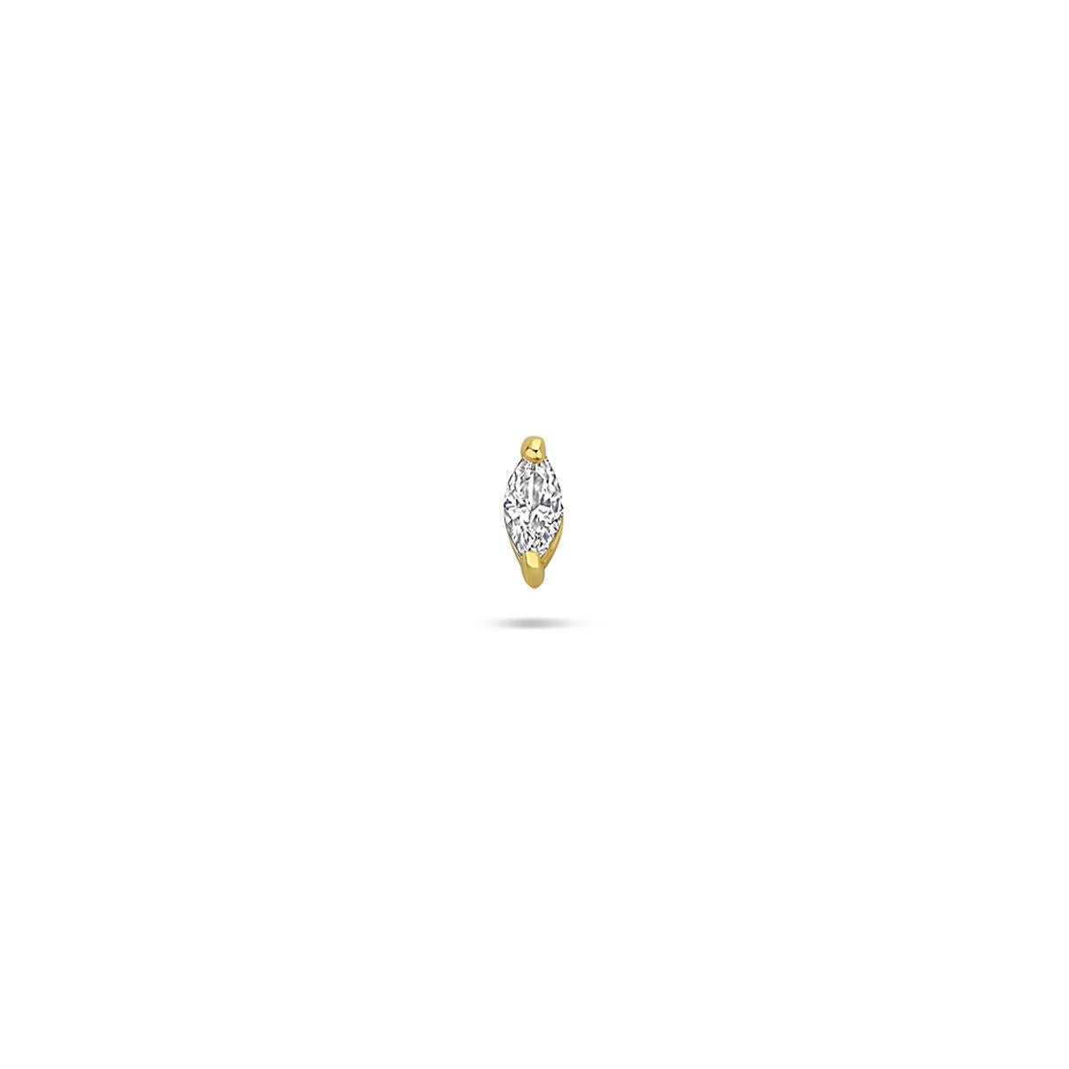 Piercing en argent 925 doré avec zirconia, forme allongée et détails brillants.