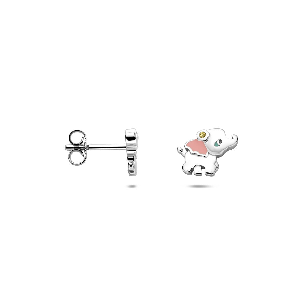 Puces d'oreilles pour enfant en argent éléphant avec zircone – 925 rhodié