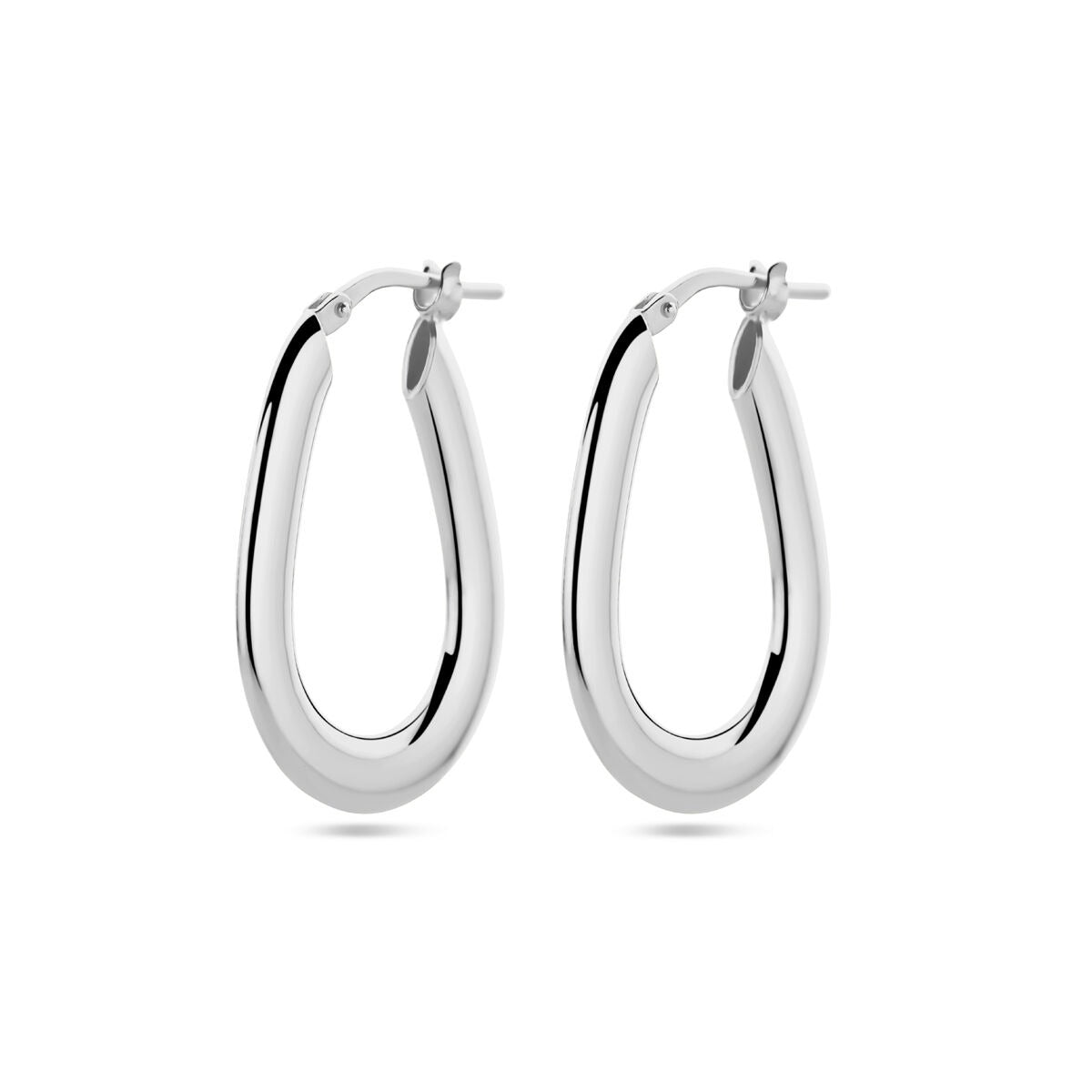 Boucles d'oreilles en argent rhodié de 26,5 mm, en forme de goutte, finition brillante.