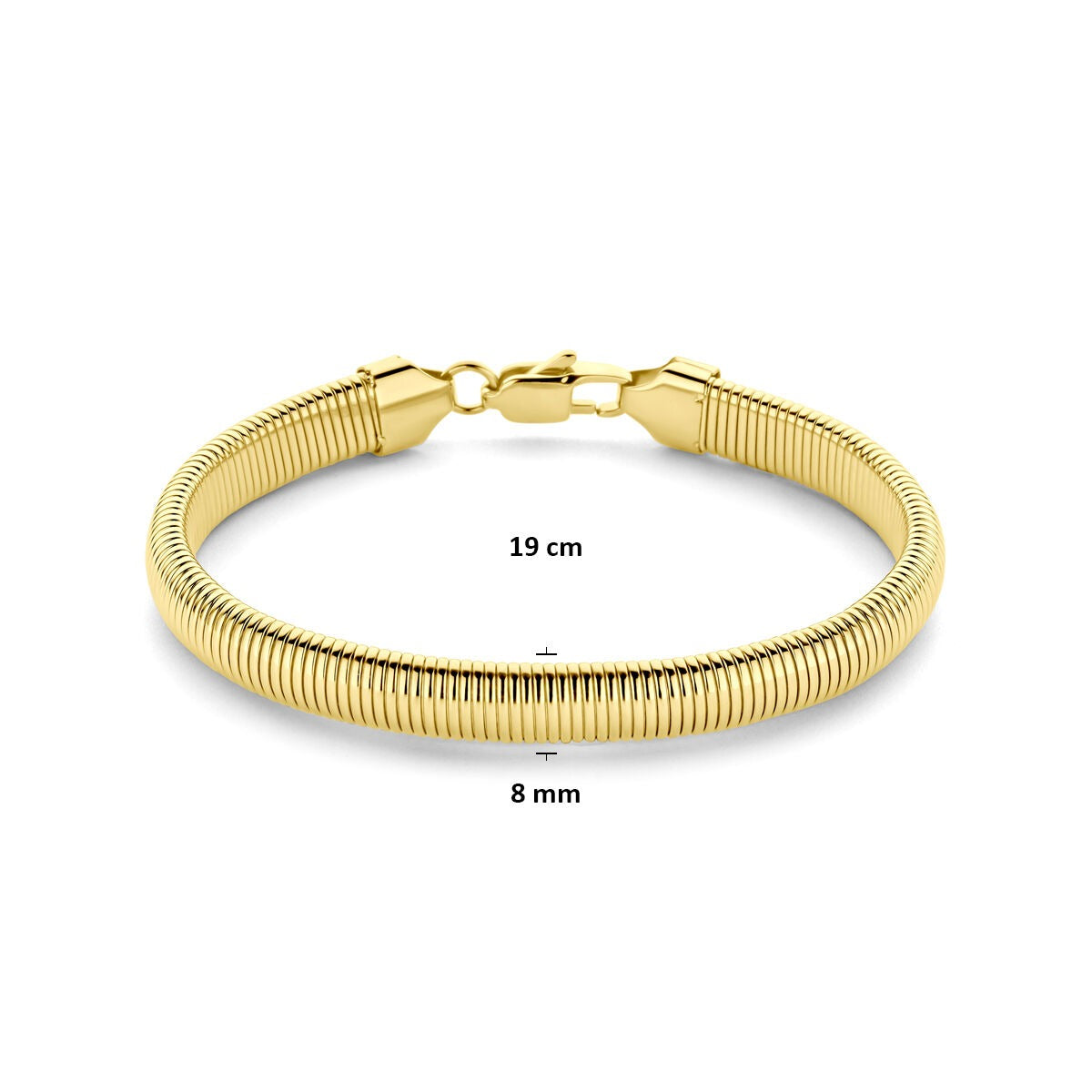 Bracelet en acier doré avec maillon de 8 mm et fermoir à mousqueton