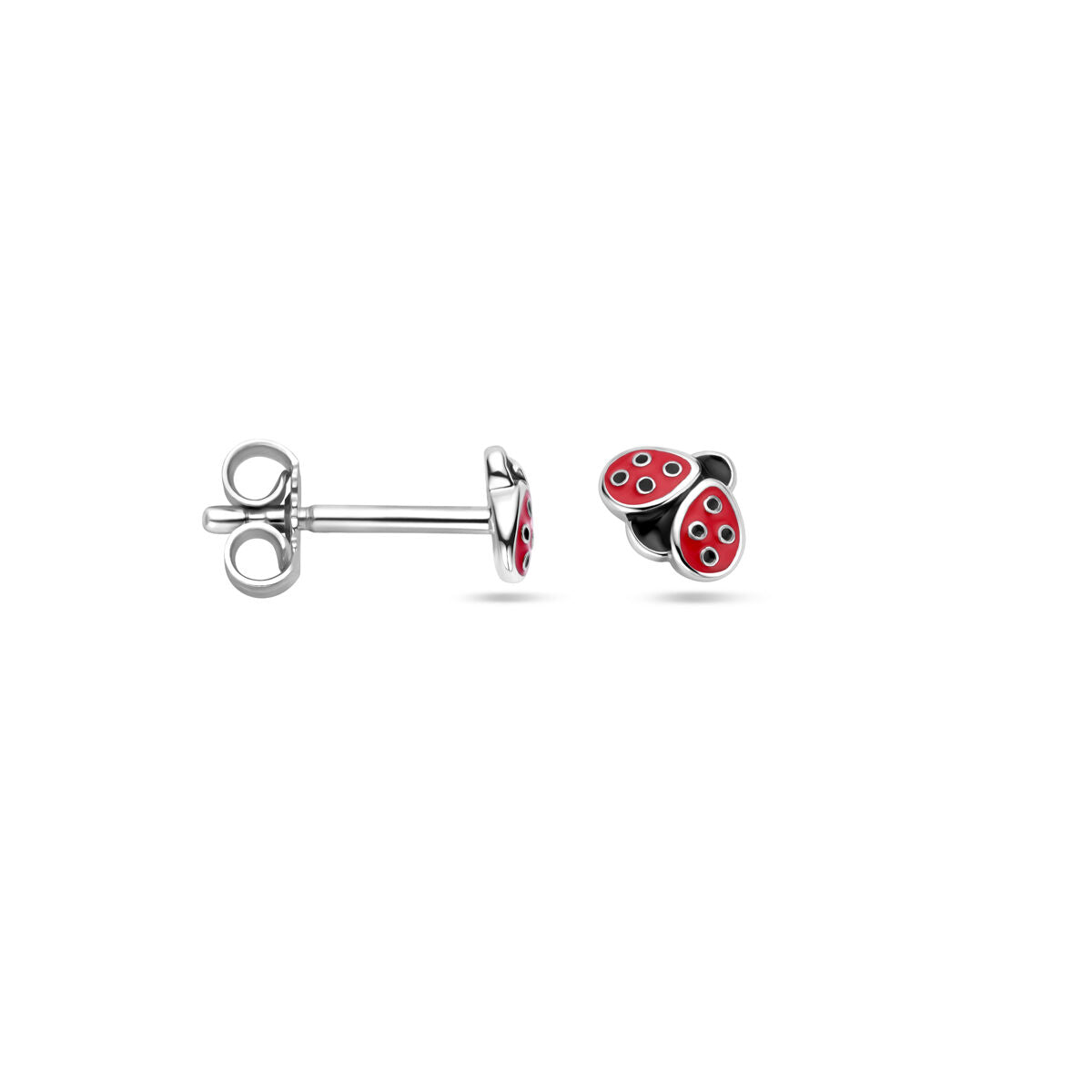 Puces d'oreilles pour enfant coccinelle en émail argent