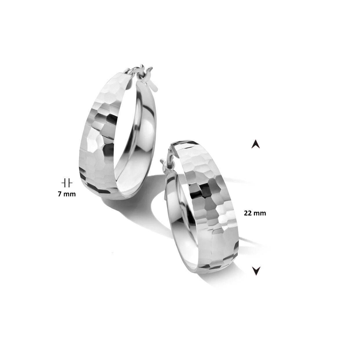 Créoles en argent rhodiées 7,0 mm de large