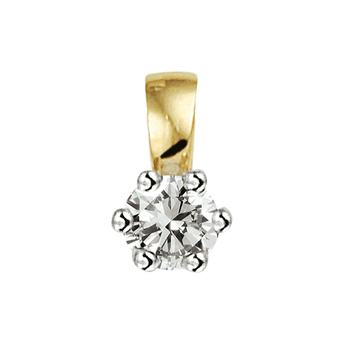 Pendentif en or bicolore 14 carats avec un diamant, or jaune et or blanc.