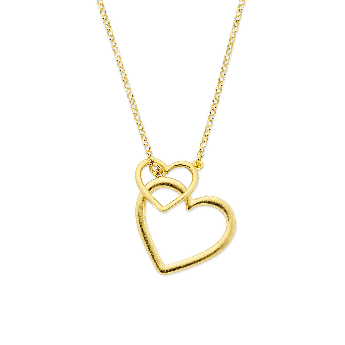 Collier doré en argent 925 avec des cœurs doubles.