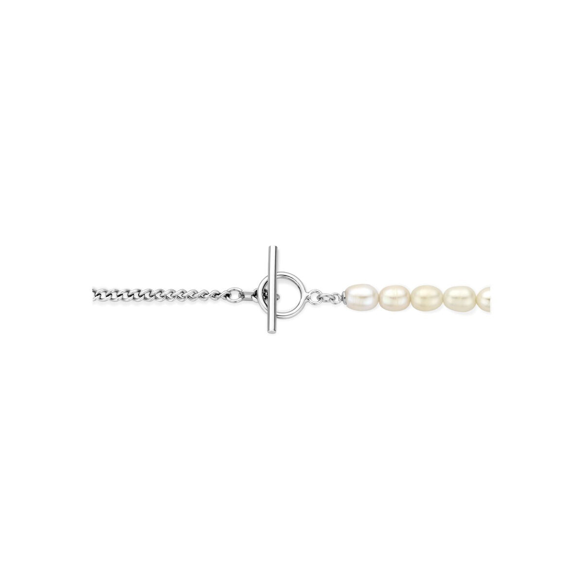 Collier en argent 925 rhodié avec perles d'eau douce et fermoir à vis
