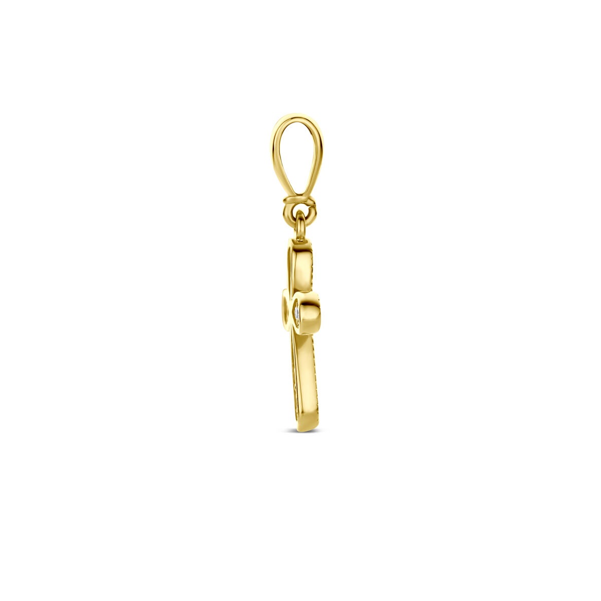 pendentif croix en or jaune 9k avec zircone