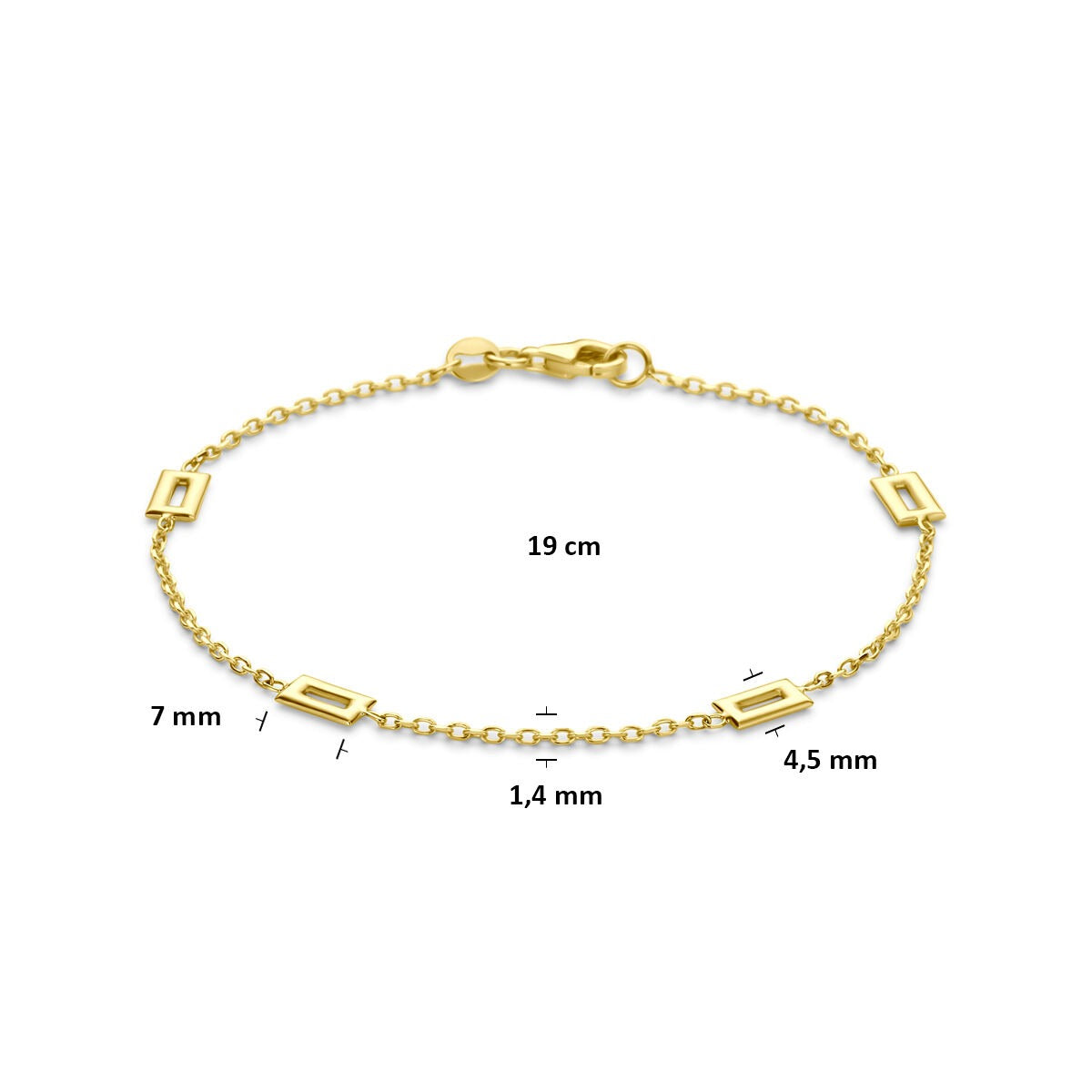 Bracelet en or jaune 14k avec mailles ludiques