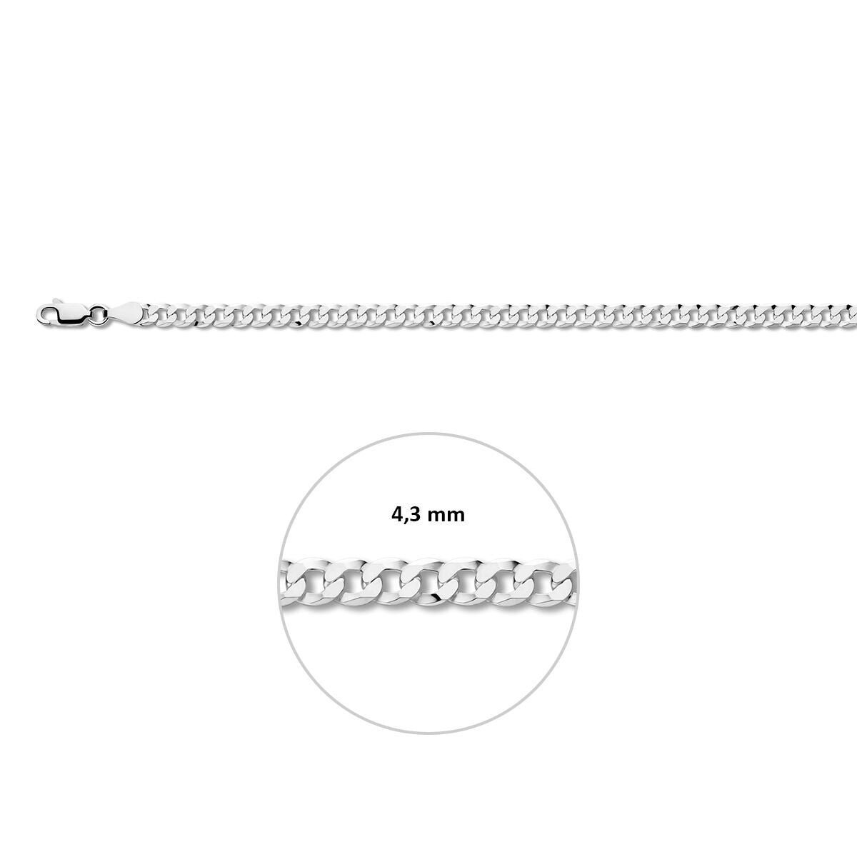 gourmette 6 faces taillées 4,3 mm argent rhodié
