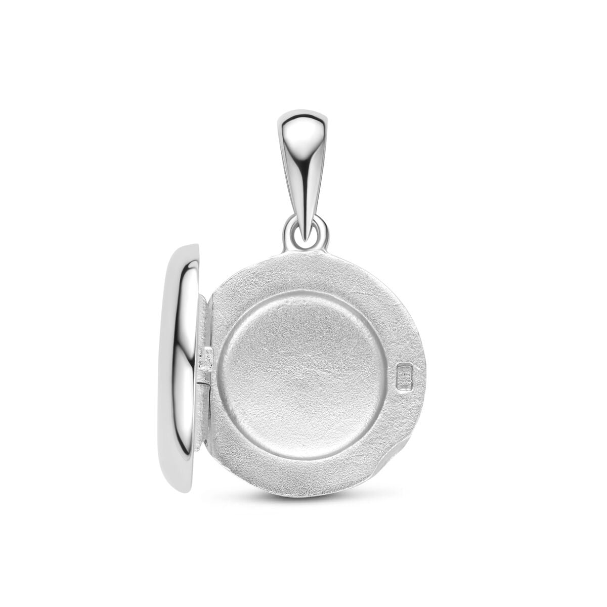 Médaillon rond en argent 925 rhodié