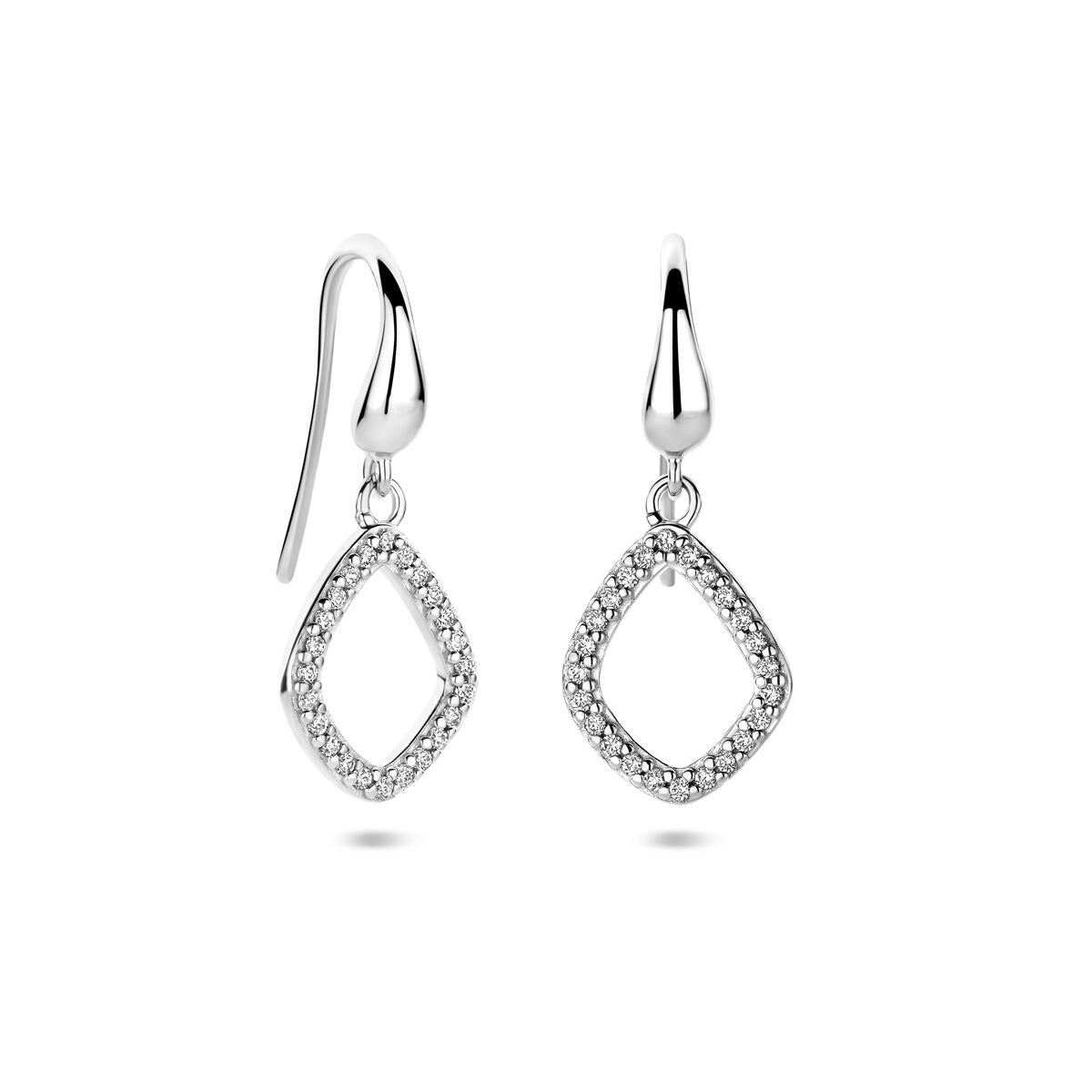 Boucles d'oreilles en argent en forme de losange avec zircone 25 mm