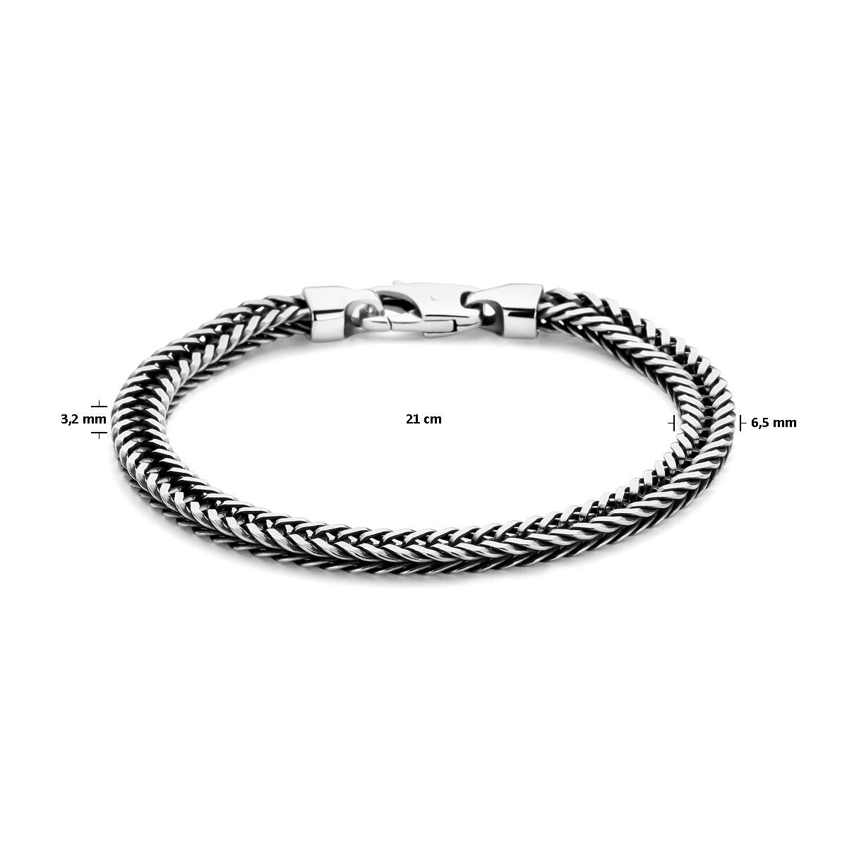 bracelet oxi queue de vache 21 cm argent oxydé