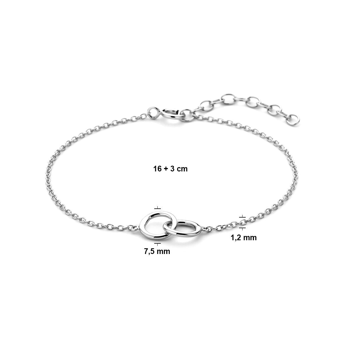 Bracelet pour femme en argent avec des ronds – rhodié