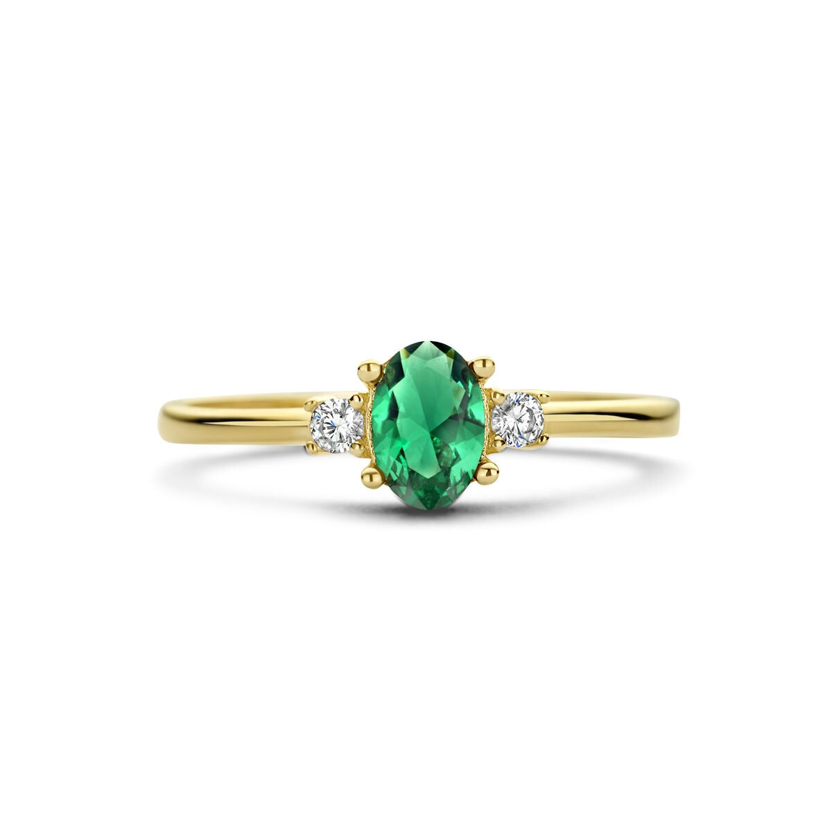 bague en or jaune 14k avec zircone verte – taillée en ovale