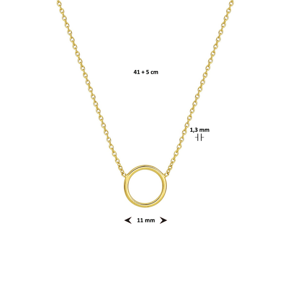 Collier en argent plaqué or ancre avec cercle ouvert – 41-46 cm