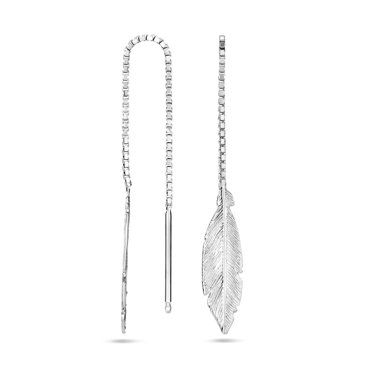 Boucles d'oreilles en argent à enfilage avec ressort – rhodiées