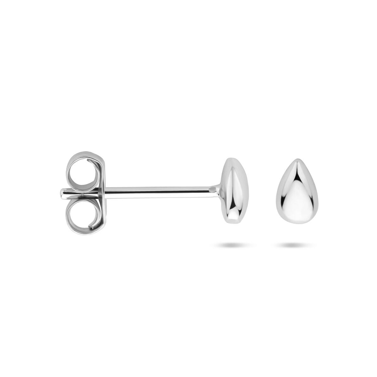 Puces d'oreilles en argent pour femme – design en goutte rhodié