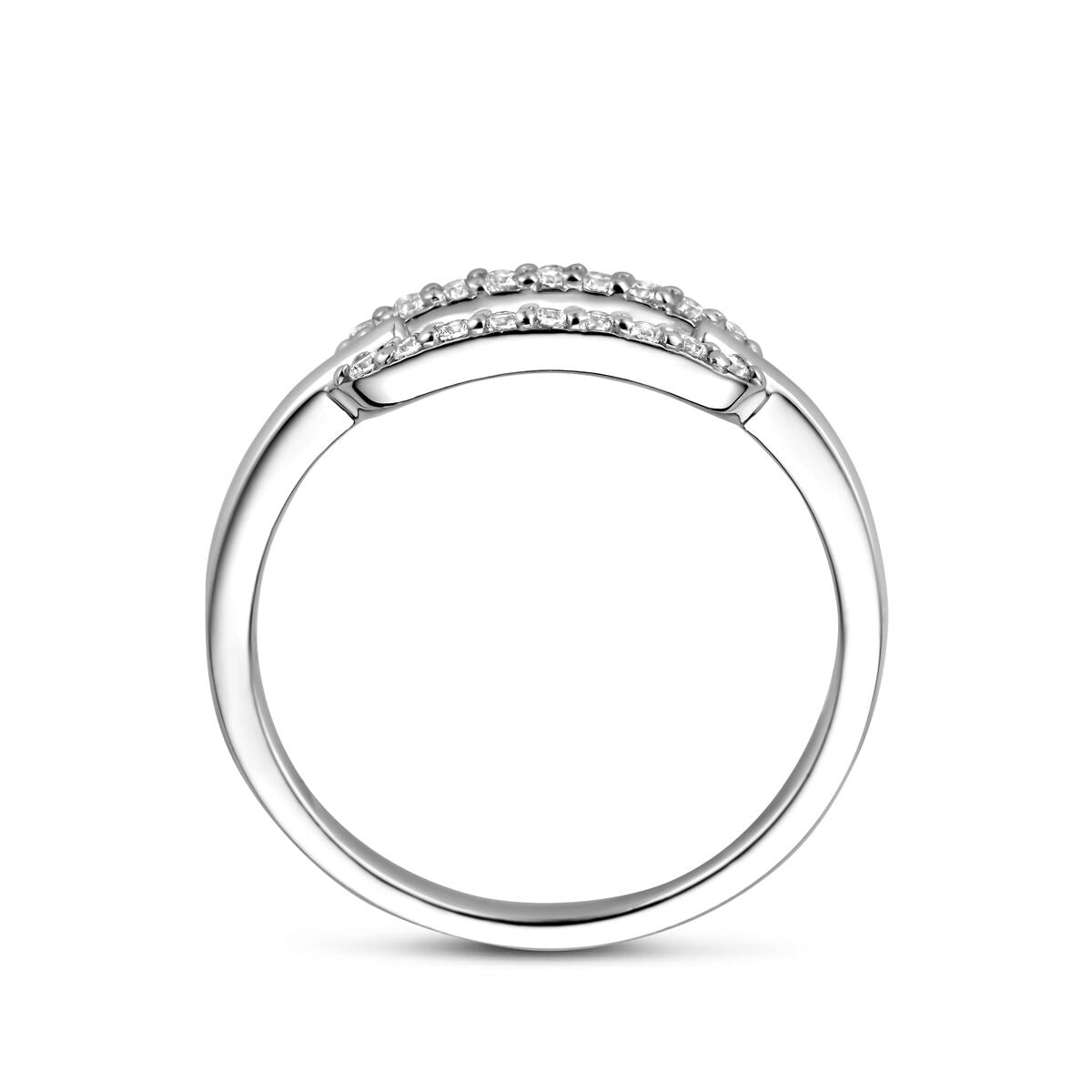 Bague pour femme en argent avec zircone – rhodiée