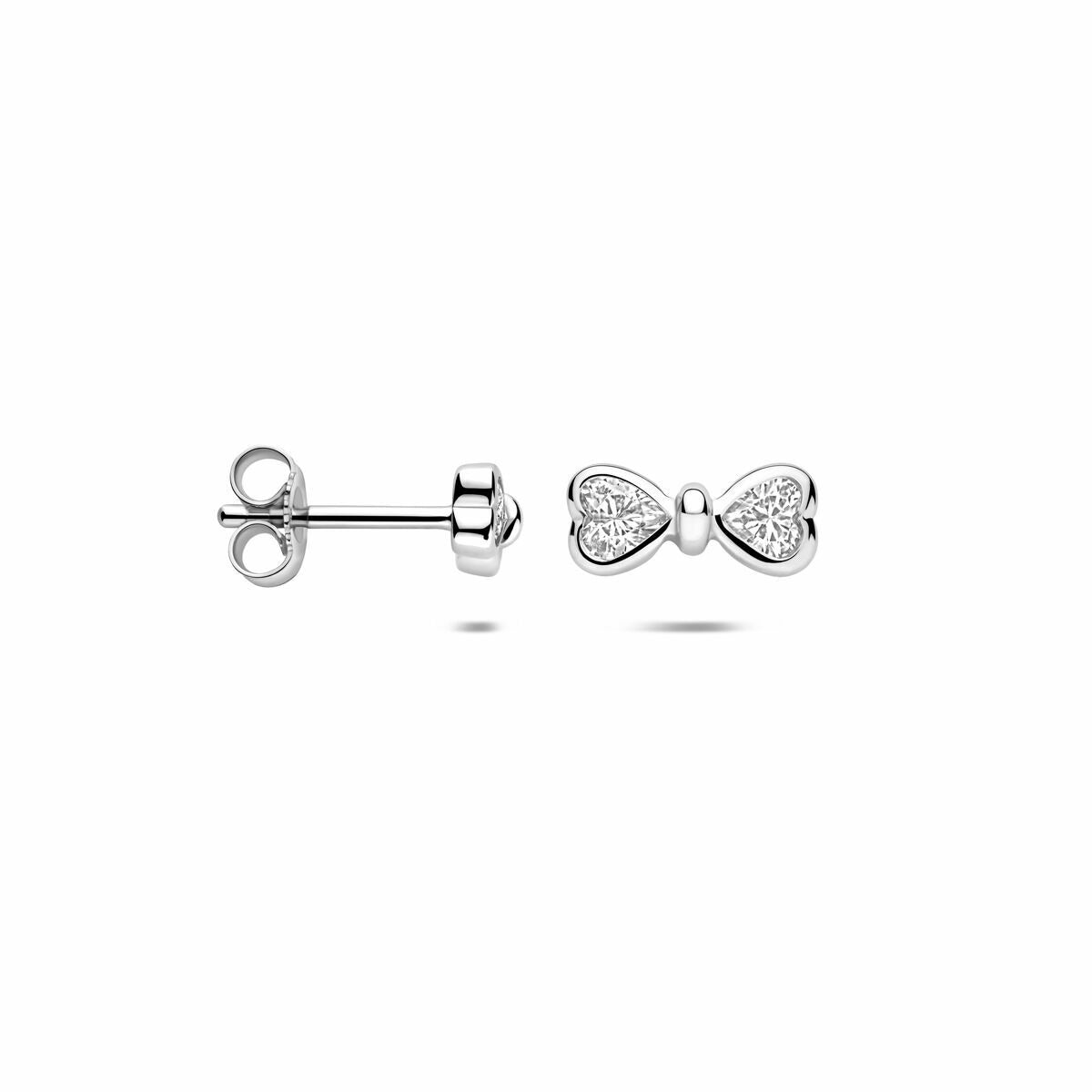 Puces d'oreilles en argent avec zircone - forme nœud 4 mm
