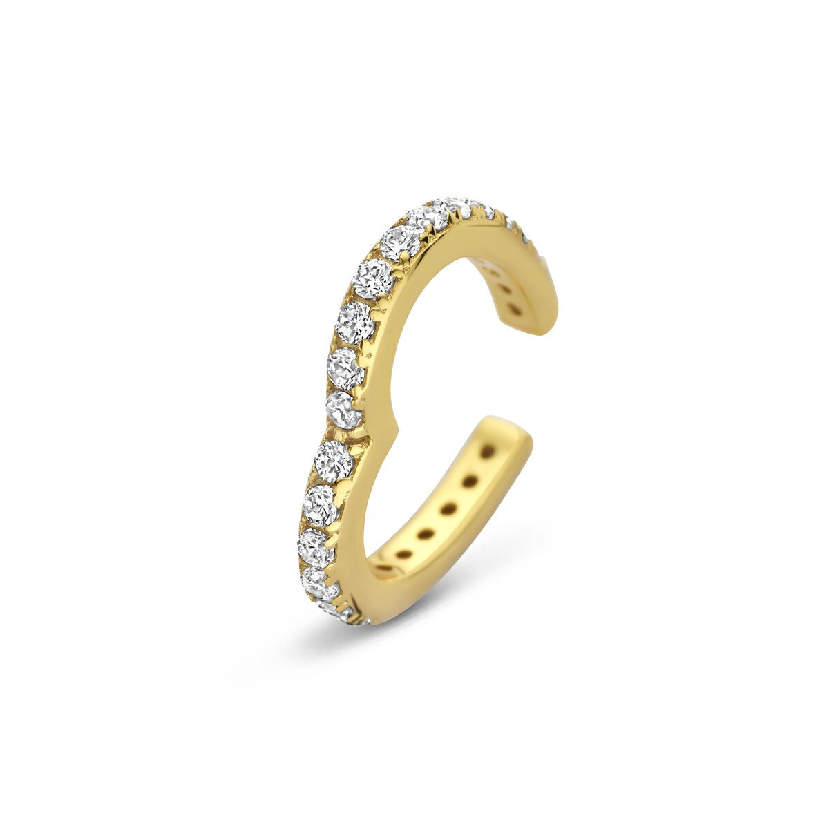 Ear cuff en argent plaqué or en forme de cœur avec zircone – accent romantique sans piercing