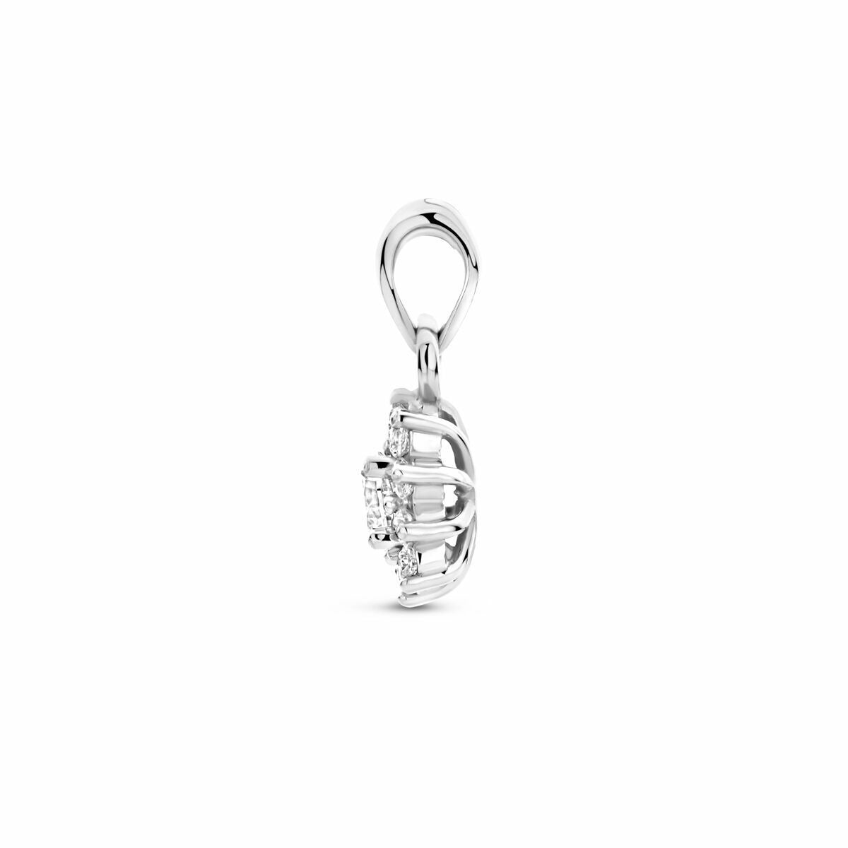 Pendentif rhodié en argent 925 avec zircone pour femme